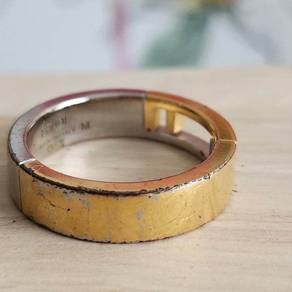 FENDI Gold Silver Tone Ring size 10 - Picture 5 of 6